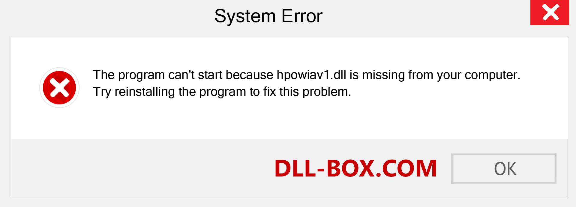  hpowiav1.dll file is missing?. Download for Windows 7, 8, 10 - Fix  hpowiav1 dll Missing Error on Windows, photos, images